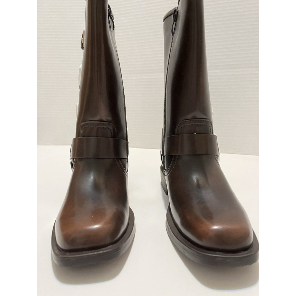 Dream Pairs Dark Brown Mid Calf Boots Buckle Strap Side Zip US 1 EU 32 - Picture 8 of 16